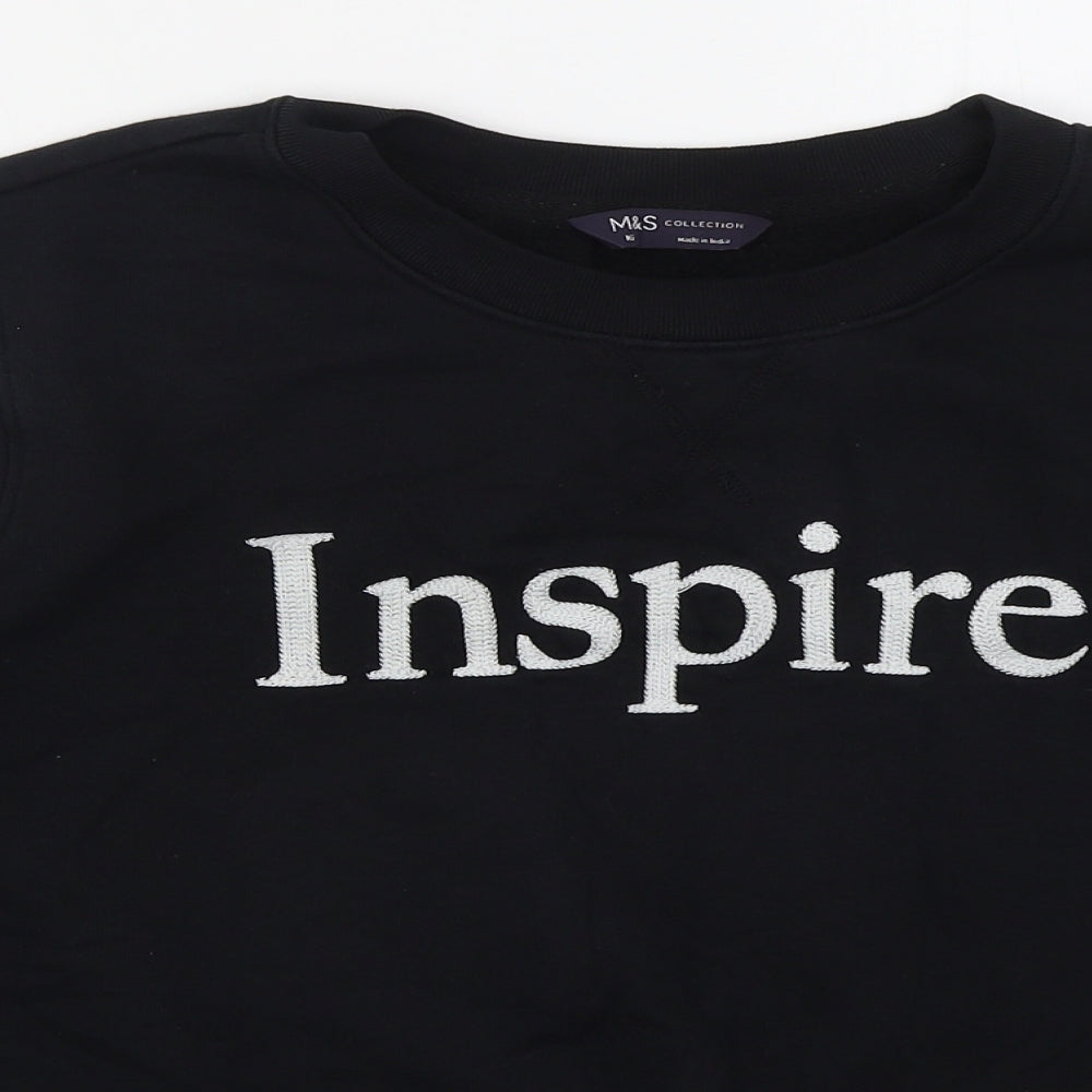 Marks and Spencer Womens Black  Cotton Pullover Sweatshirt Size 16  Pullover - Inspire
