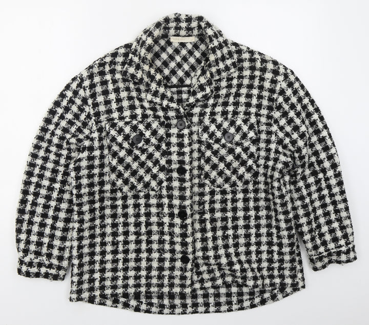 Lovie & Co Womens Black Houndstooth Jacket Size M Button