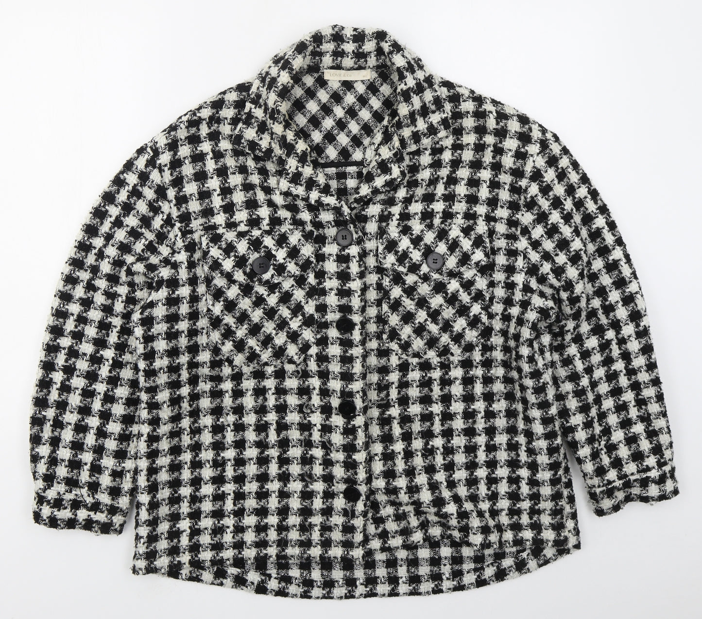 Lovie & Co Womens Black Houndstooth  Jacket  Size M  Button