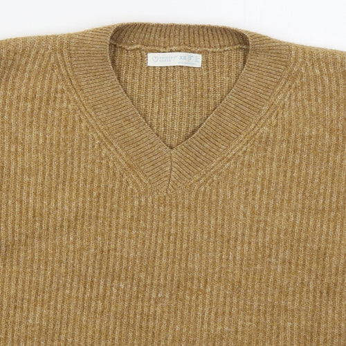 Primark Womens Beige V-Neck  Acrylic Pullover Jumper Size 6