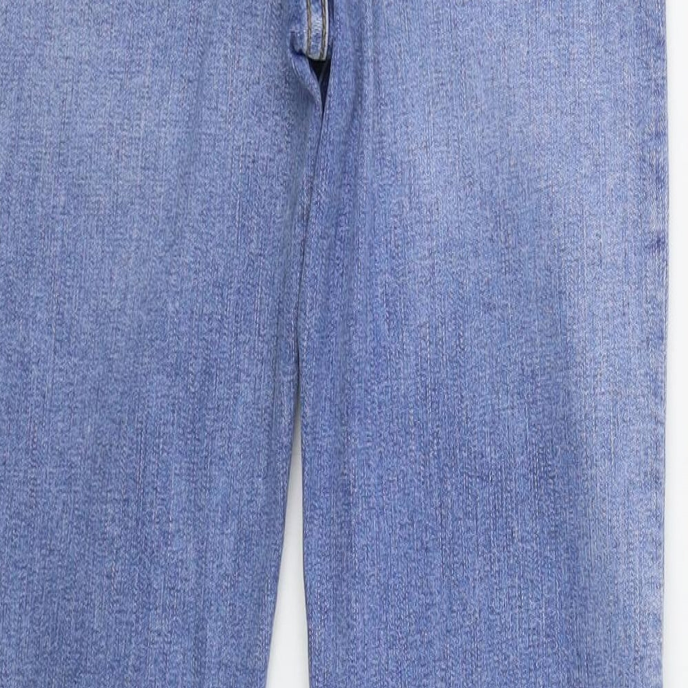 Zara Womens Blue  Cotton Flared Jeans Size 8 L30 in Regular Button