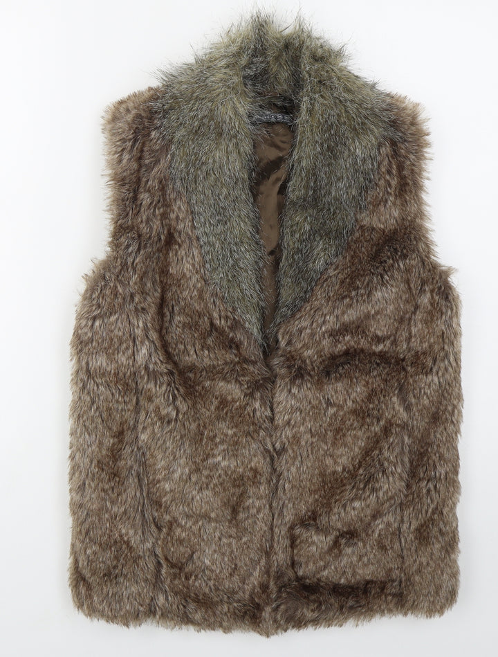 Atmosphere Womens Brown   Gilet Jacket Size 8  Hook & Eye