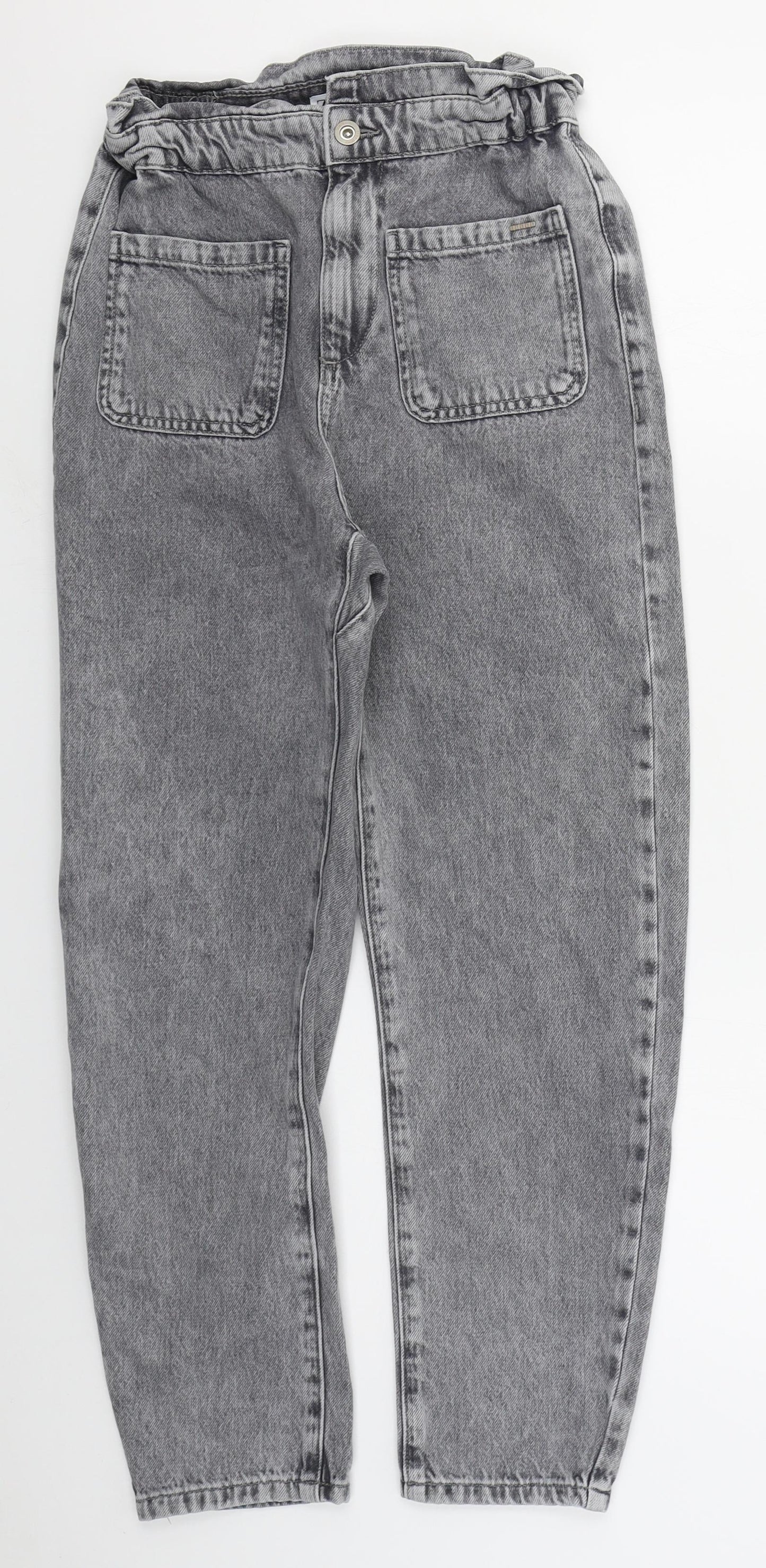 Zara Womens Blue  Cotton Mom Jeans Size 4 L25 in Regular Button