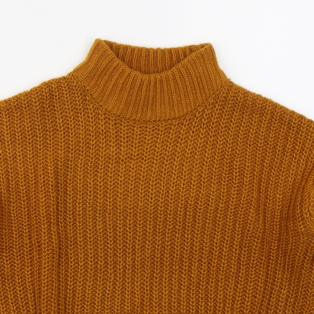 H&M Womens Orange Mock Neck  Acrylic Pullover Jumper Size S