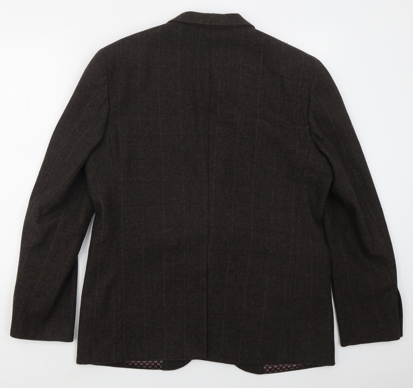 Cedar Wood State Mens Brown Check Wool Jacket Suit Jacket Size L