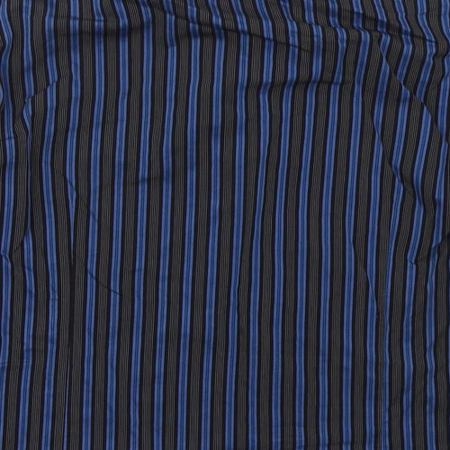 Remus Uomo Mens Blue Striped Cotton  Button-Up Size L Collared Button