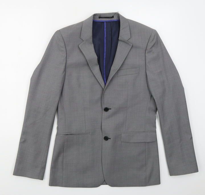 Topman Mens Grey Polyester Jacket Suit Jacket Size 36