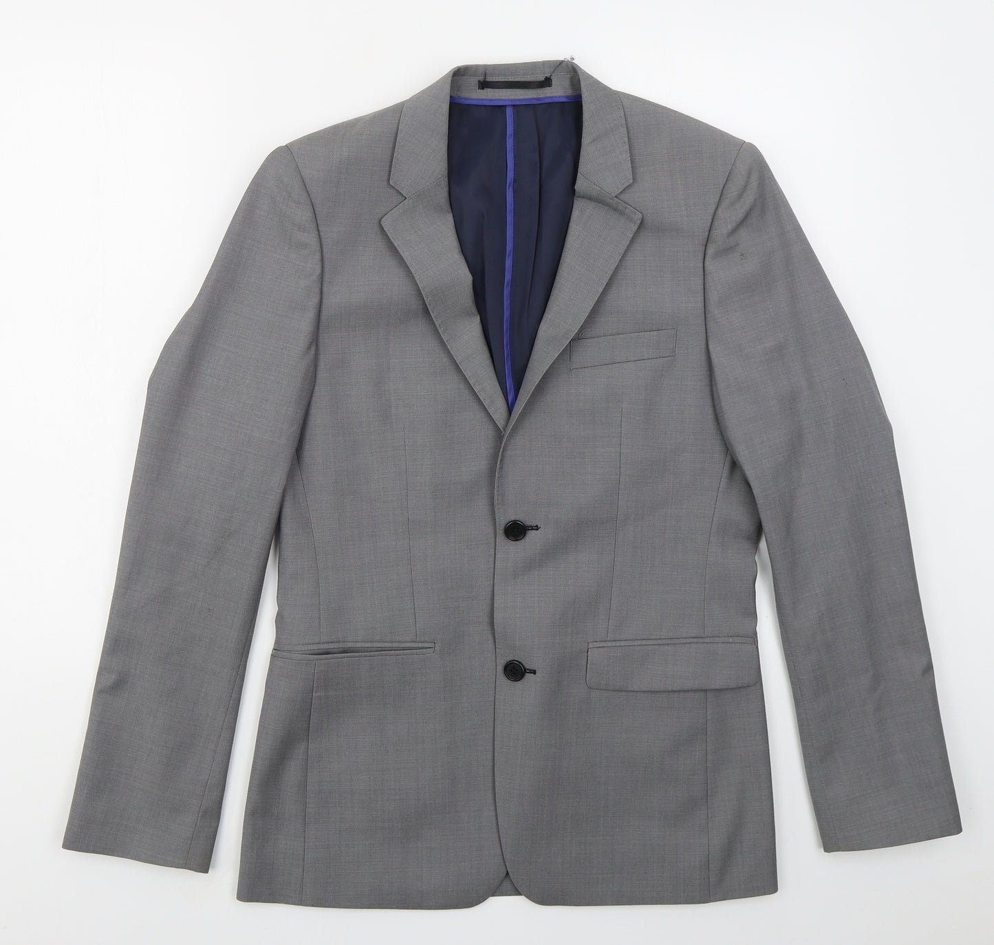 Topman Mens Grey  Polyester Jacket Suit Jacket Size 36