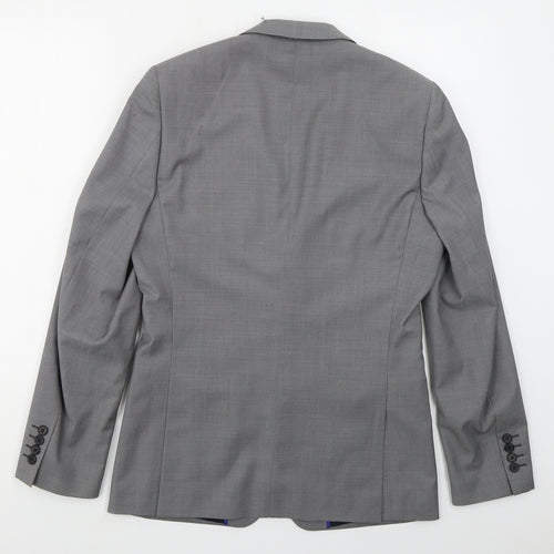Topman Mens Grey  Polyester Jacket Suit Jacket Size 36