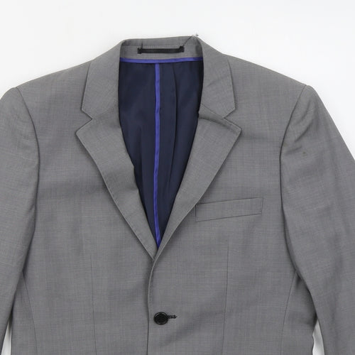Topman Mens Grey  Polyester Jacket Suit Jacket Size 36