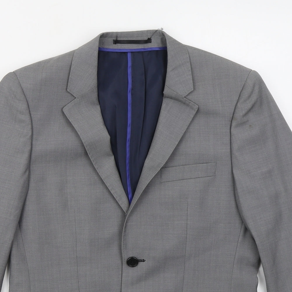 Topman Mens Grey  Polyester Jacket Suit Jacket Size 36