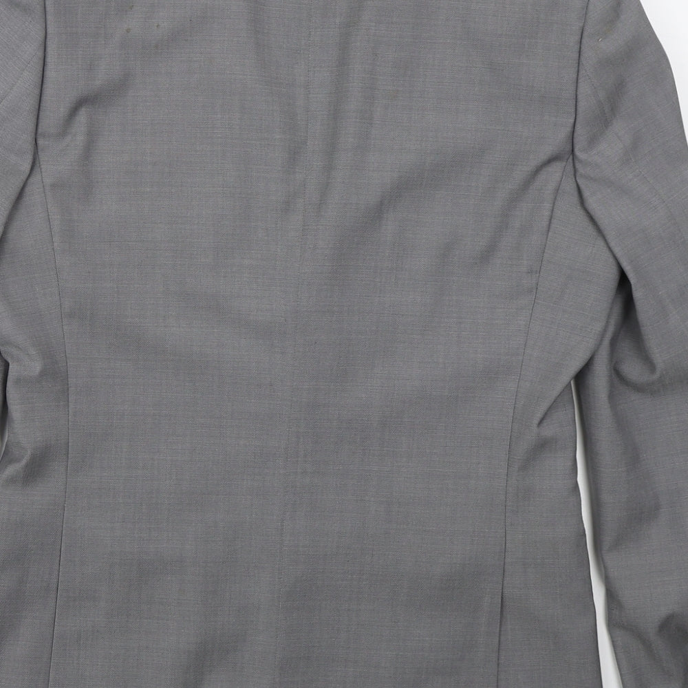 Topman Mens Grey  Polyester Jacket Suit Jacket Size 36