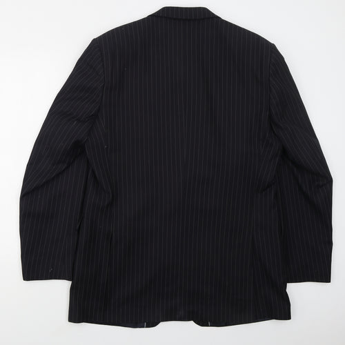 Karl Jackson Mens Blue Striped Polyester Jacket Suit Jacket Size 44