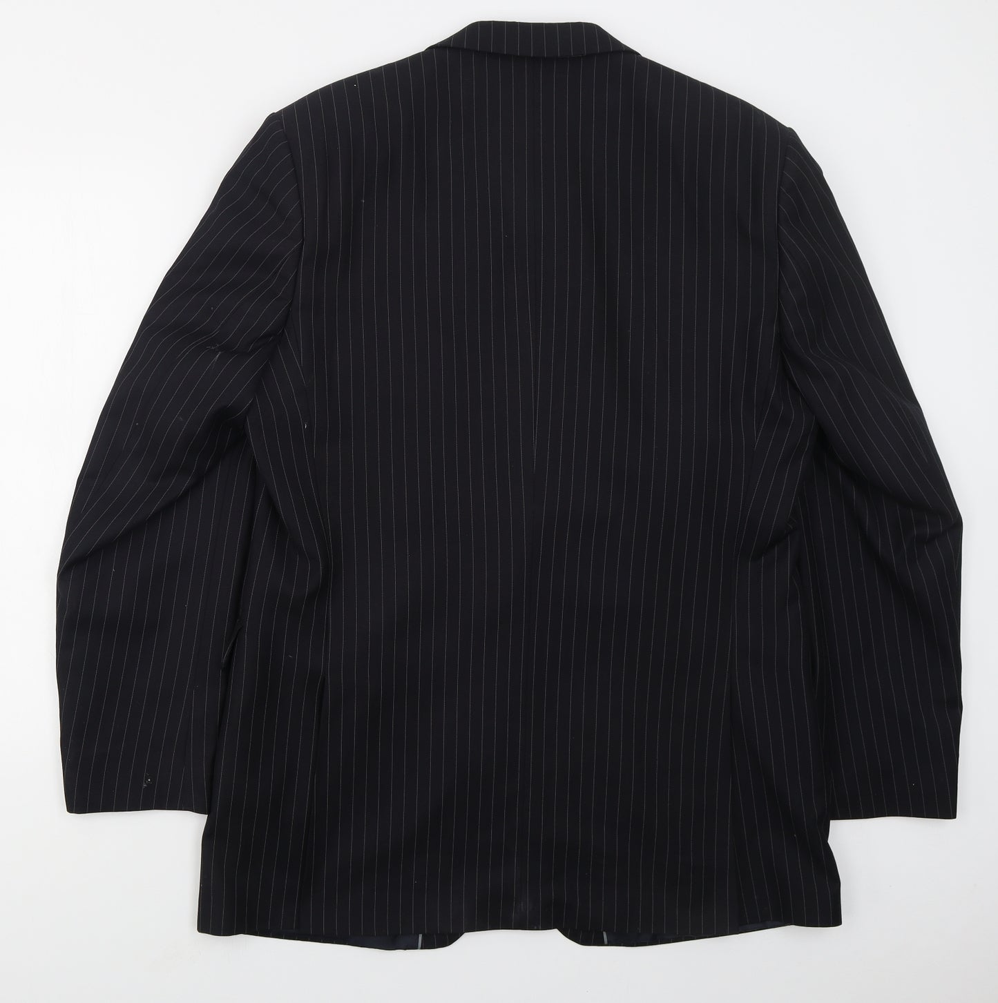 Karl Jackson Mens Blue Striped Polyester Jacket Suit Jacket Size 44