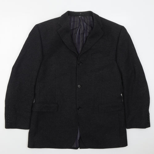 Van Kollem Mens Grey  Wool Jacket Suit Jacket Size 42