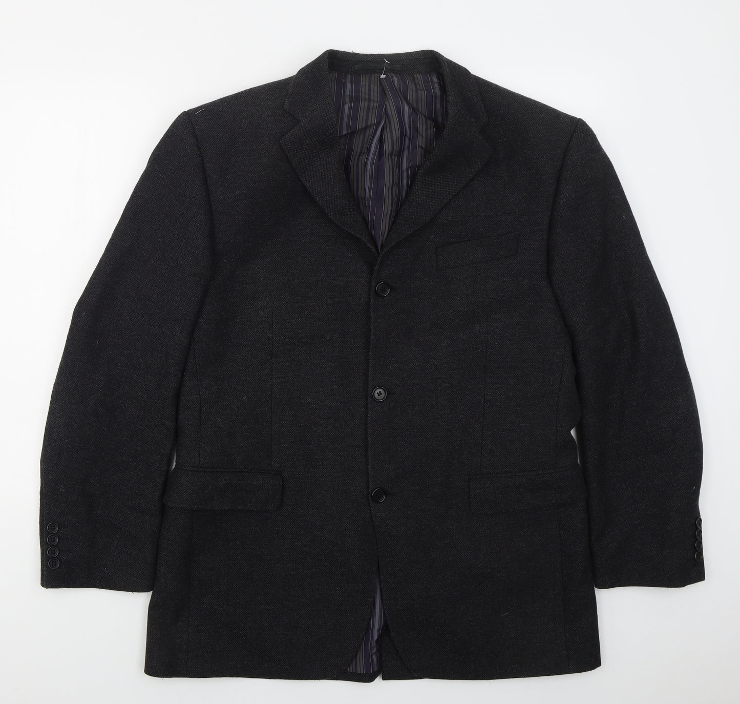 Van Kollem Mens Grey  Wool Jacket Suit Jacket Size 42