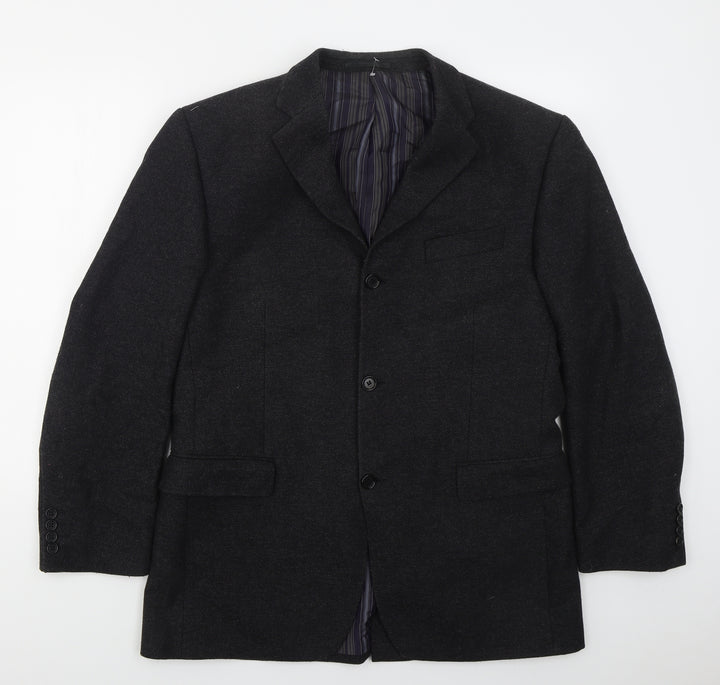 Van Kollem Mens Grey  Wool Jacket Suit Jacket Size 42
