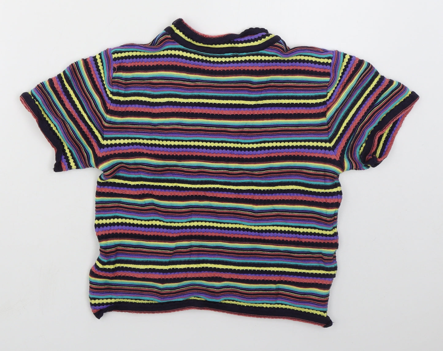 Zara Womens Multicoloured Crew Neck Striped Acrylic Pullover Jumper Size M