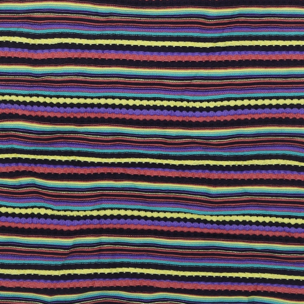 Zara Womens Multicoloured Crew Neck Striped Acrylic Pullover Jumper Size M