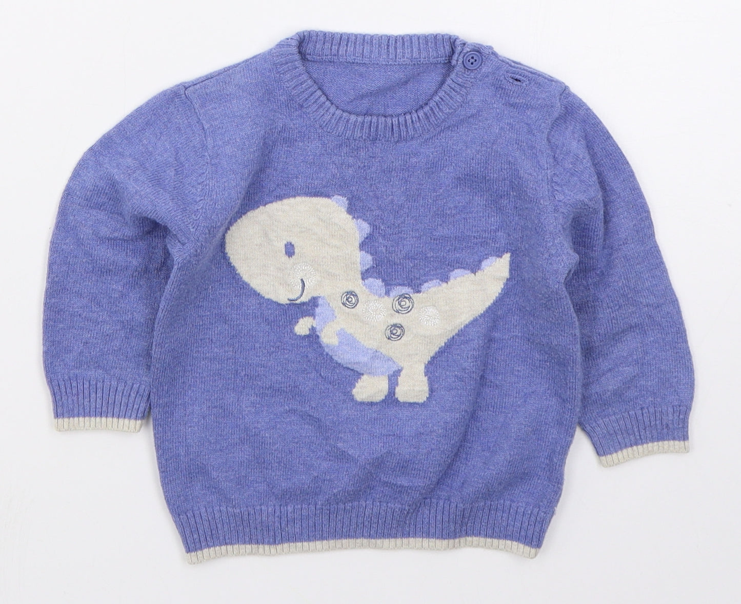George Boys Blue  Cotton Pullover Jumper Size 6-9 Months  Pullover - Dinosaur