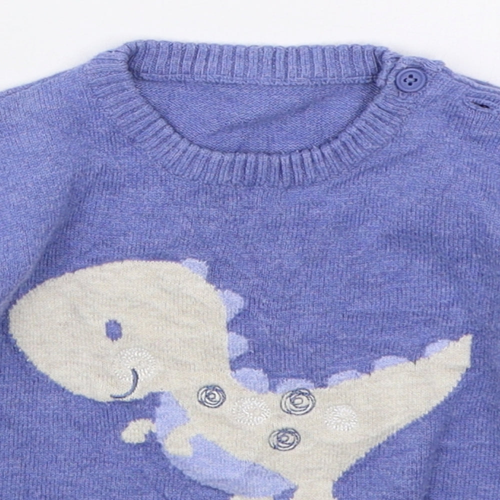 George Boys Blue  Cotton Pullover Jumper Size 6-9 Months  Pullover - Dinosaur