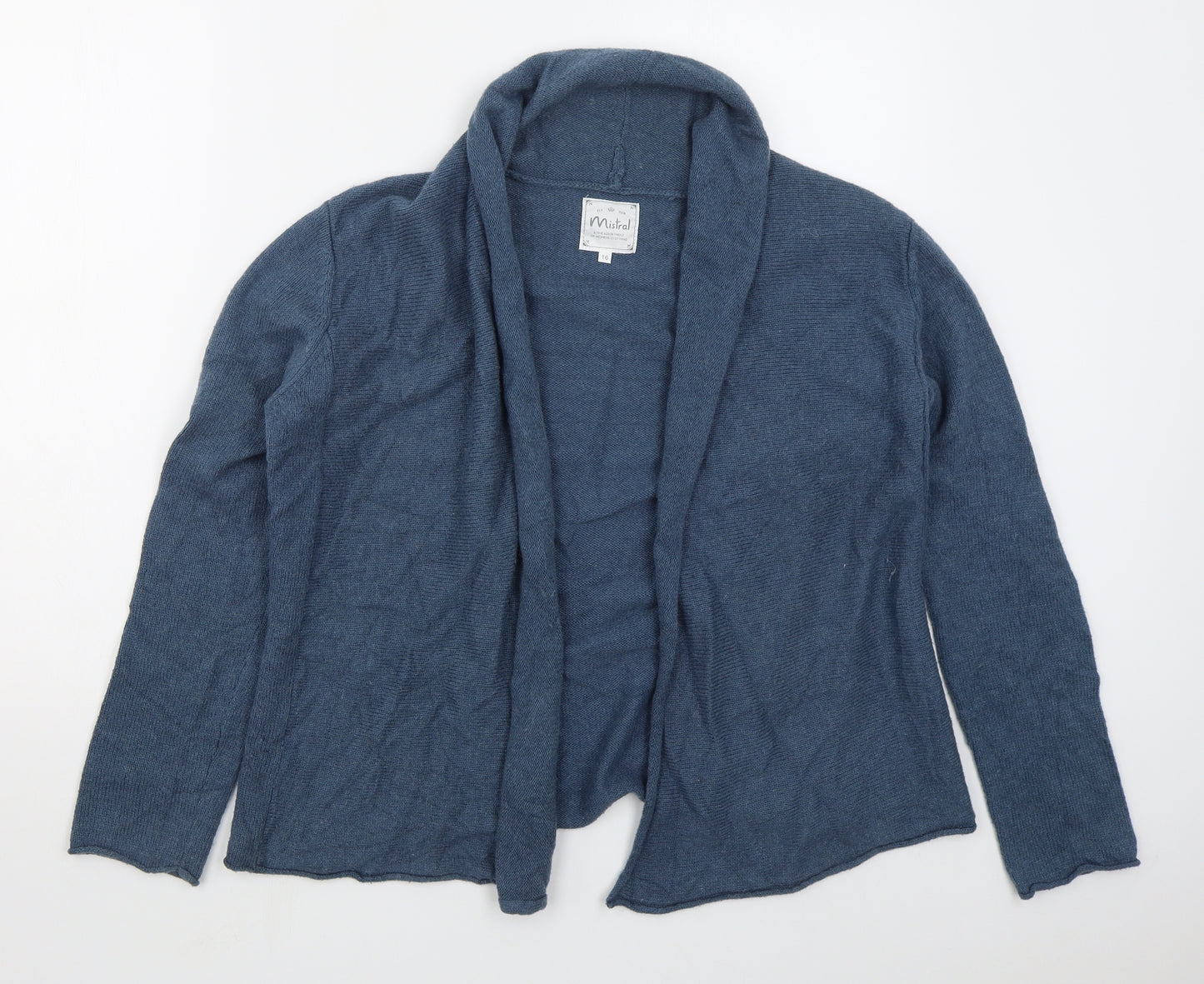 Mistral Womens Blue V-Neck  Cotton Cardigan Jumper Size 16