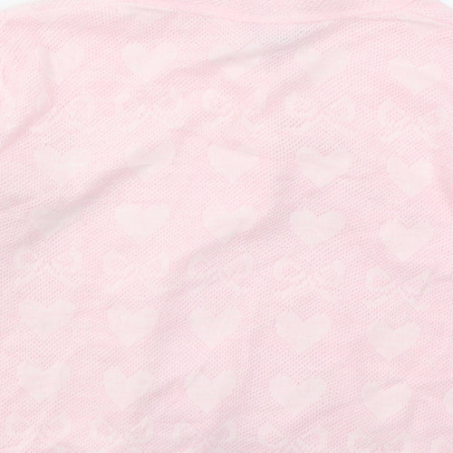 Lux Lux Womens Pink V-Neck  Acrylic Cardigan Jumper Size M   - Hearts