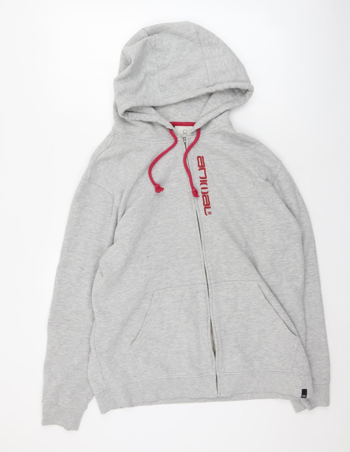 Animal Mens Grey  Cotton Full Zip Hoodie Size XL