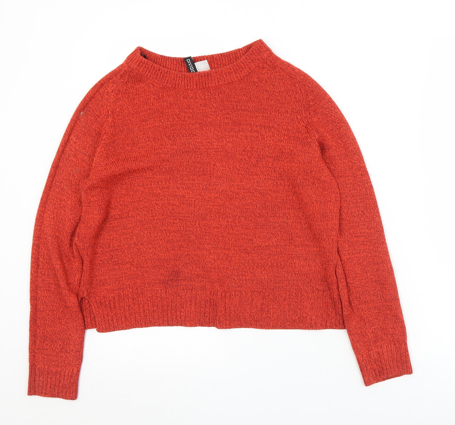Divided Womens Orange Crew Neck  Acrylic Pullover Jumper Size S   - Cropped
