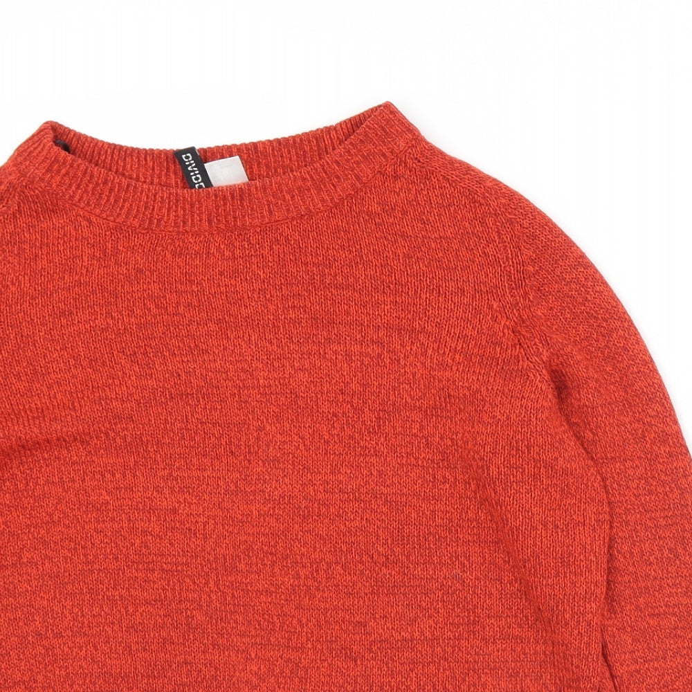 Divided Womens Orange Crew Neck  Acrylic Pullover Jumper Size S   - Cropped