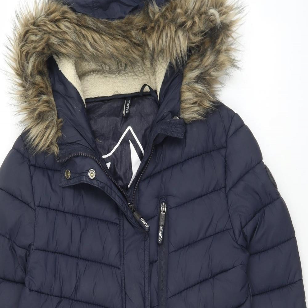 Superdry Womens Black   Puffer Jacket Coat Size S  Zip