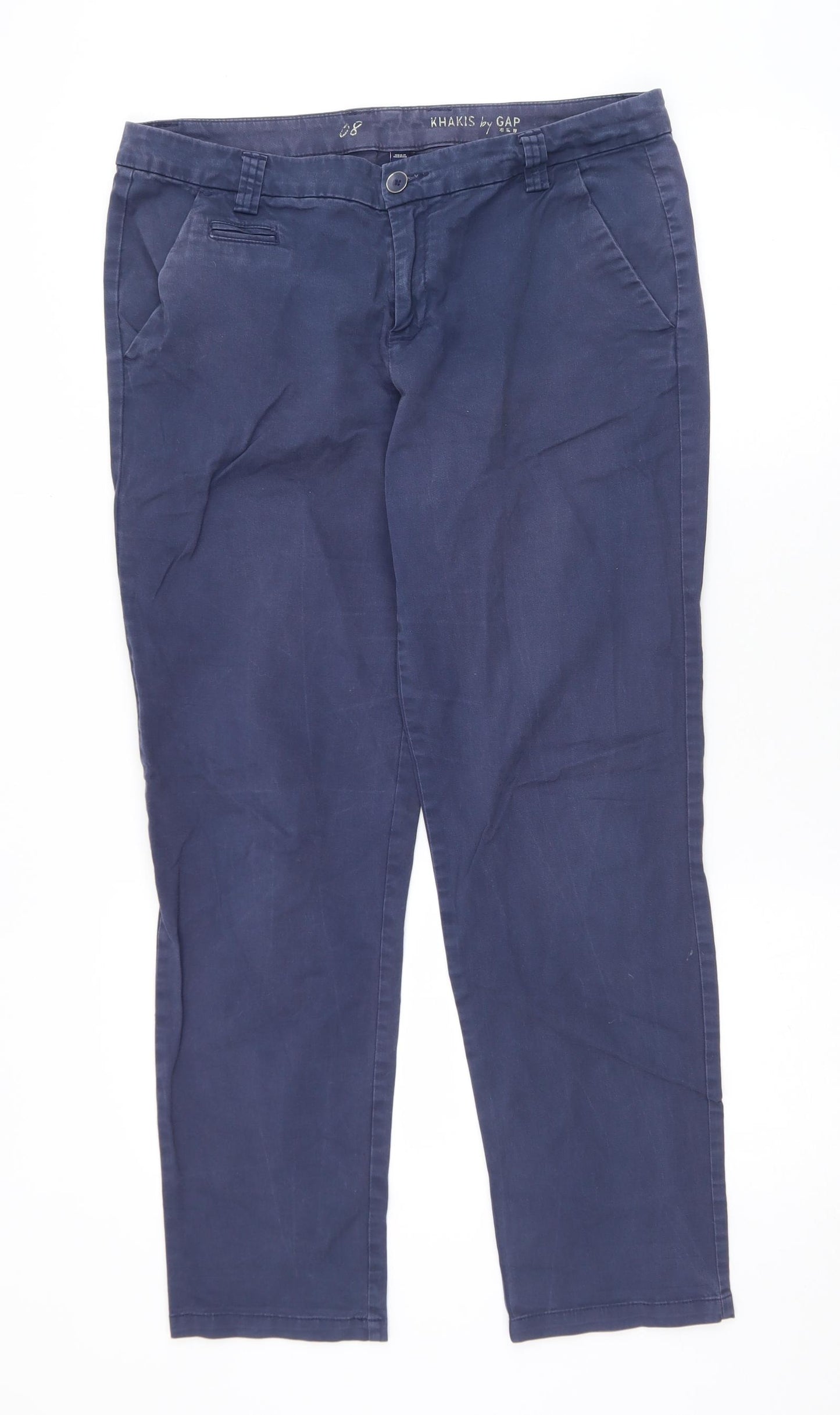 Gap Womens Blue  Cotton Chino Trousers Size 8 L28 in Regular Zip