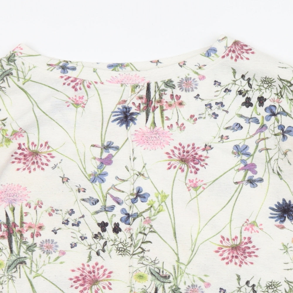 Marks and Spencer Womens Multicoloured Floral Polyester Basic T-Shirt Size 12 Crew Neck