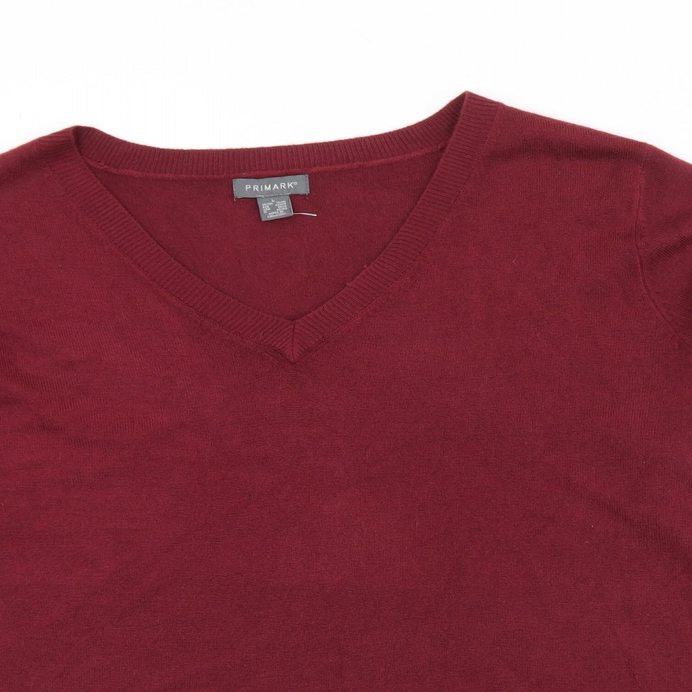 Primark Womens Purple V-Neck  Acrylic Pullover Jumper Size 14