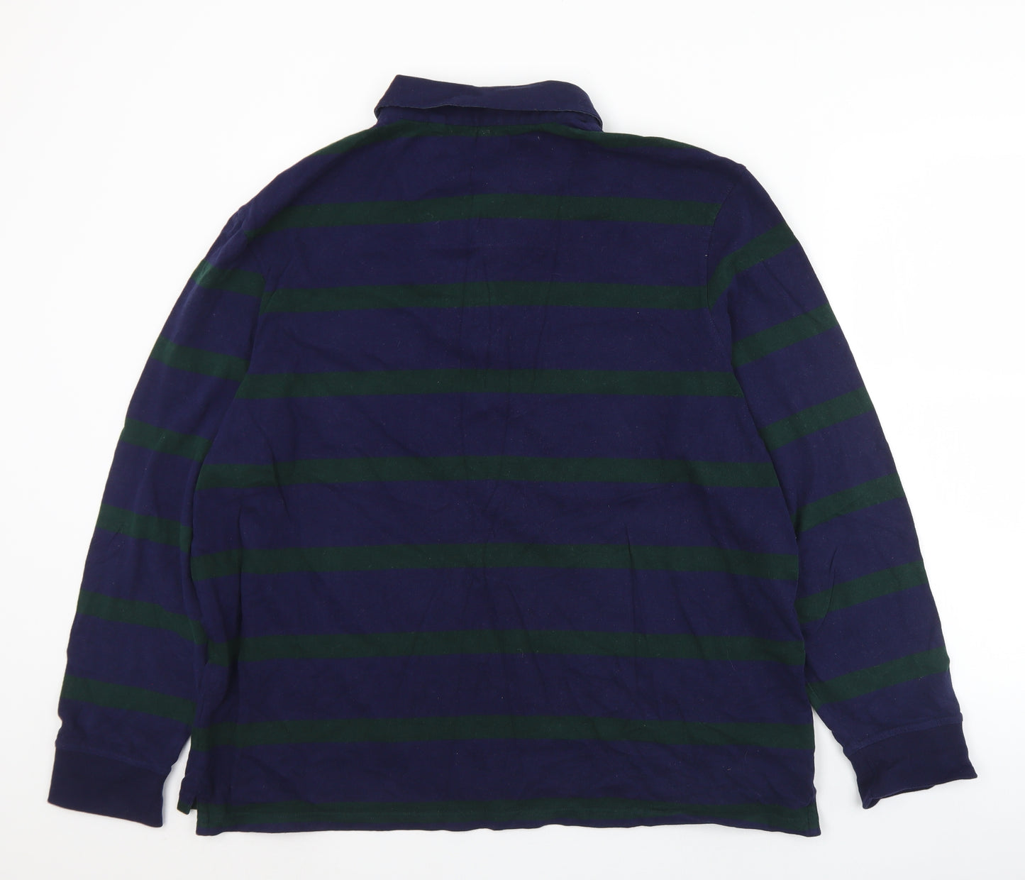 TU Mens Blue Striped Cotton  Polo Size XL Collared Button