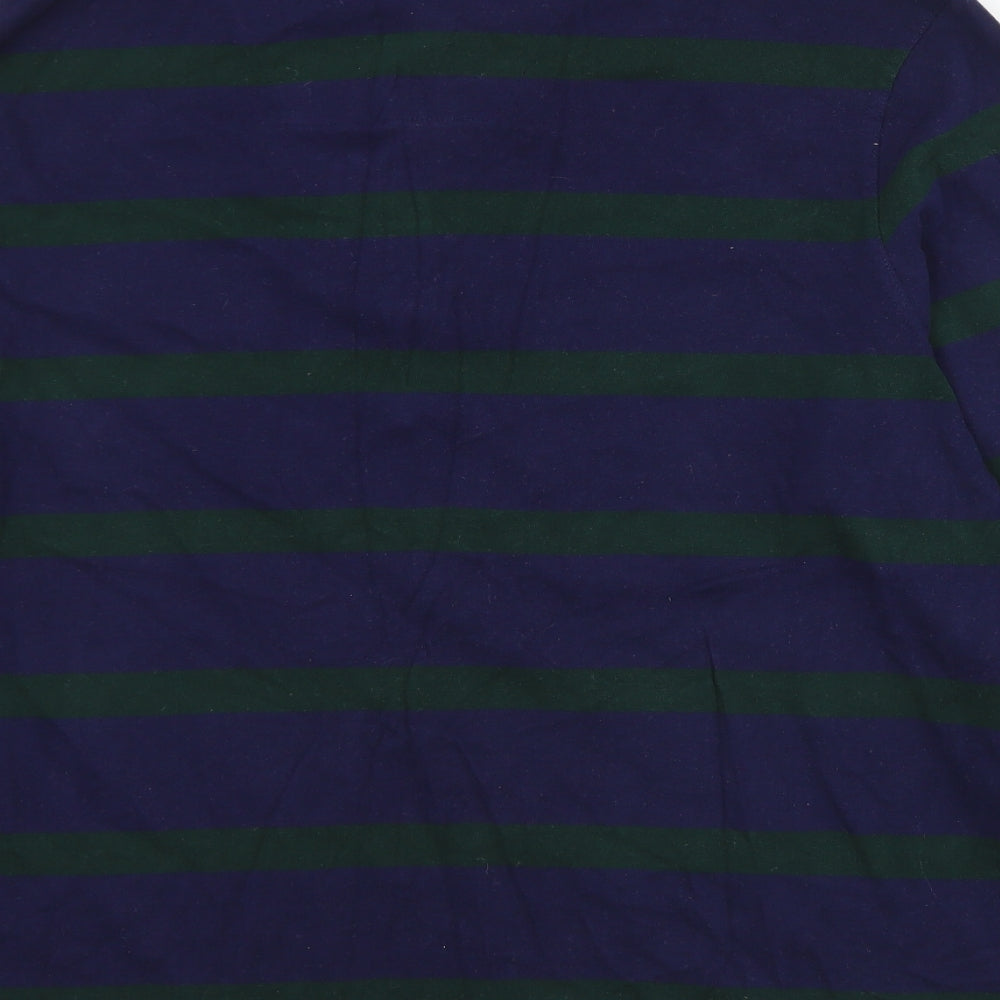 TU Mens Blue Striped Cotton  Polo Size XL Collared Button