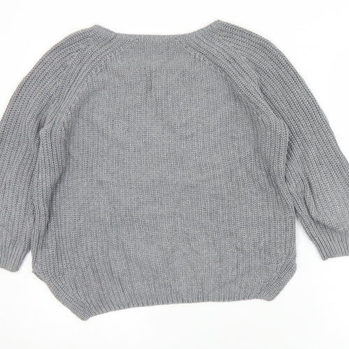 French Connection Womens Grey Round Neck  Cotton Pullover Jumper Size XS