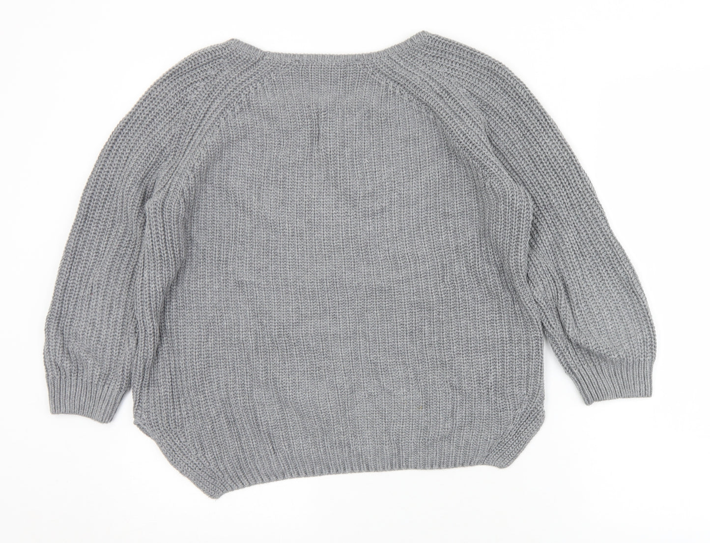 French Connection Womens Grey Round Neck  Cotton Pullover Jumper Size XS