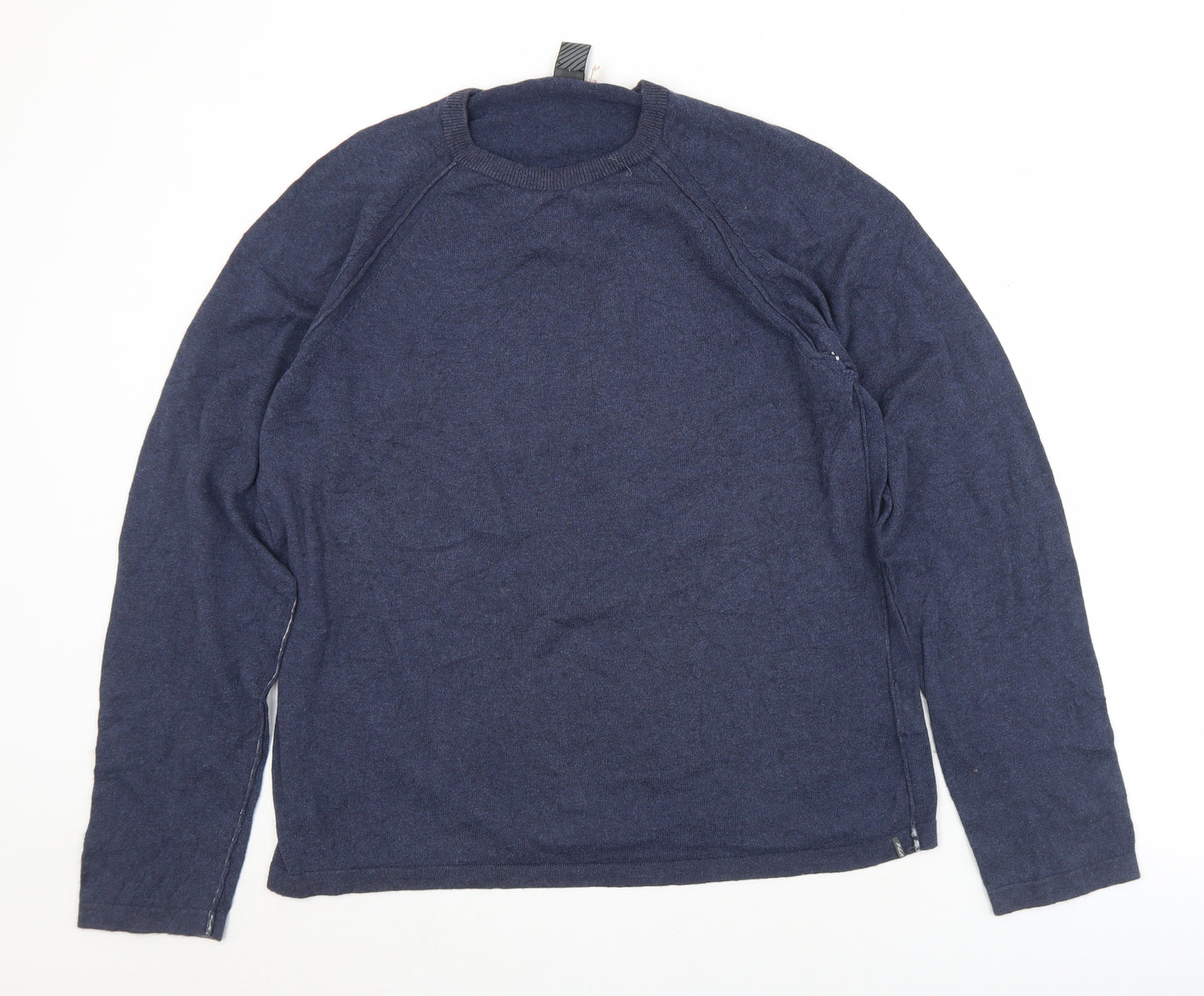 White Stuff Mens Blue Crew Neck  Cotton Pullover Jumper Size L