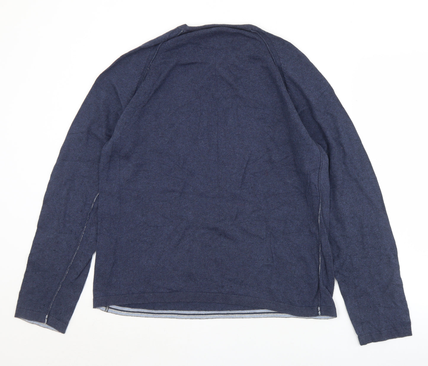 White Stuff Mens Blue Crew Neck  Cotton Pullover Jumper Size L