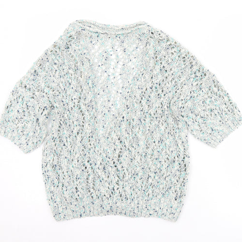 TU Womens Green V-Neck  Cotton Cardigan Jumper Size 14