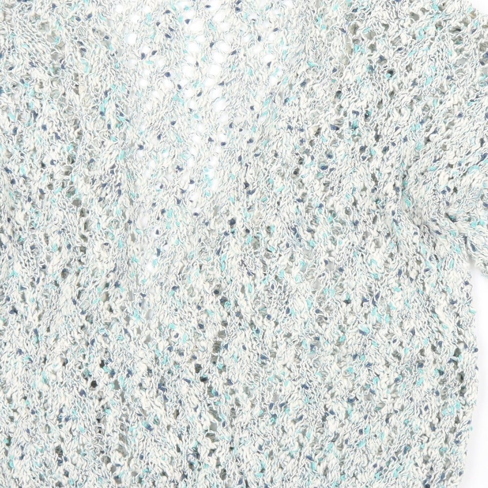 TU Womens Green V-Neck  Cotton Cardigan Jumper Size 14