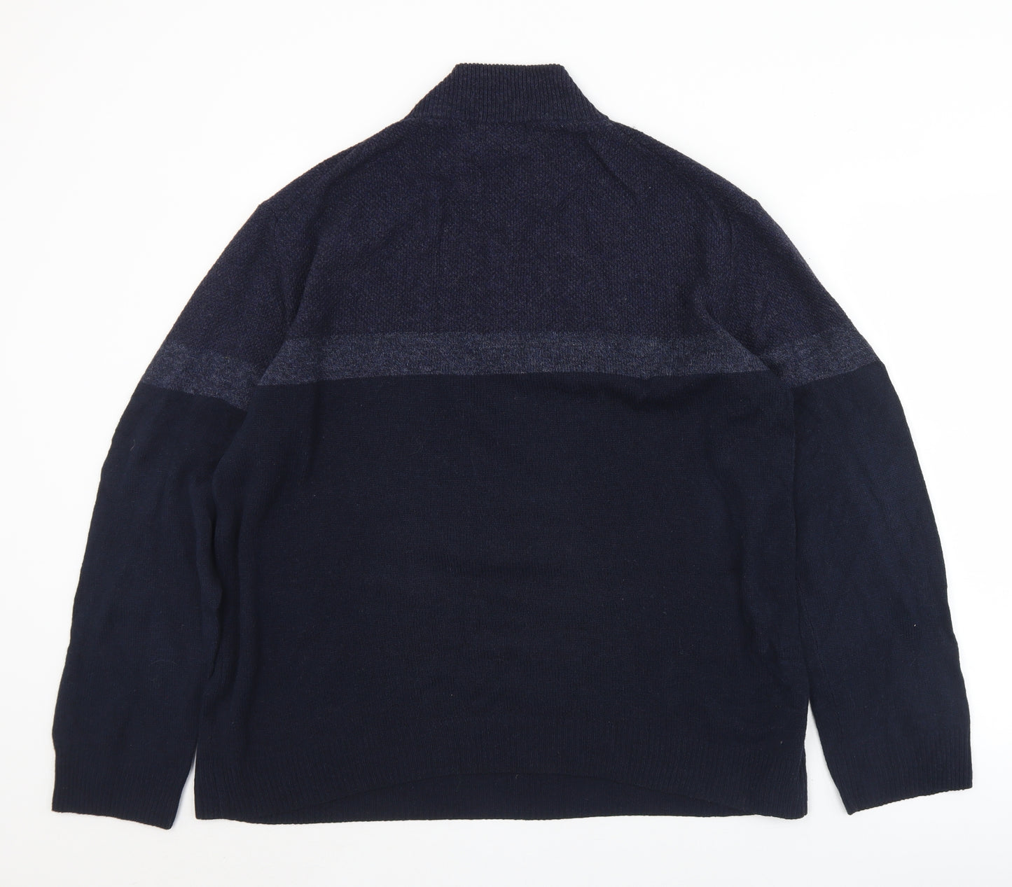 Marks and Spencer Mens Blue Collared  Wool Pullover Jumper Size L