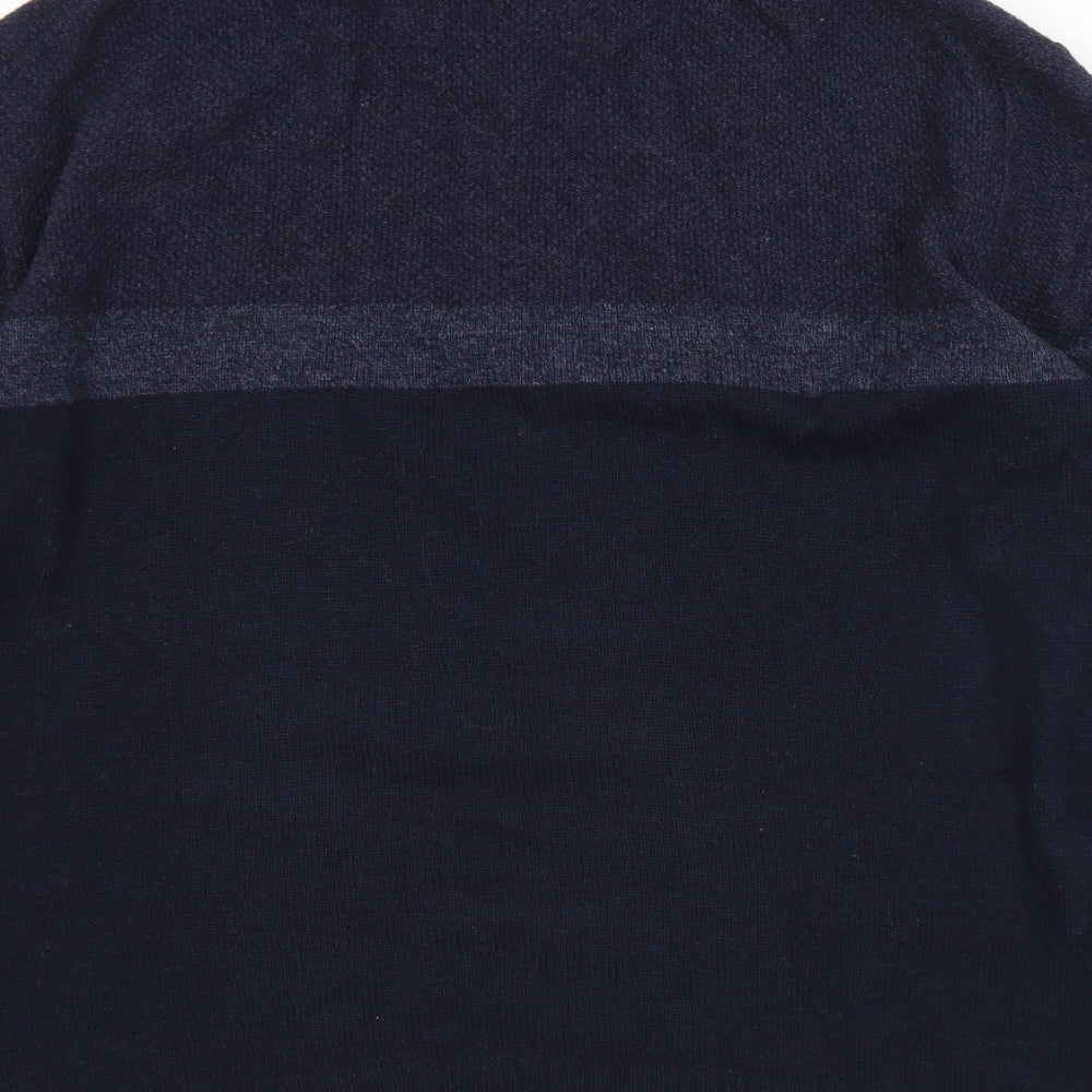 Marks and Spencer Mens Blue Collared  Wool Pullover Jumper Size L