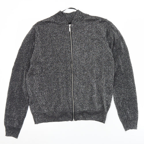 Atmophere Womens Silver Crew Neck  Viscose Full Zip Jumper Size 12