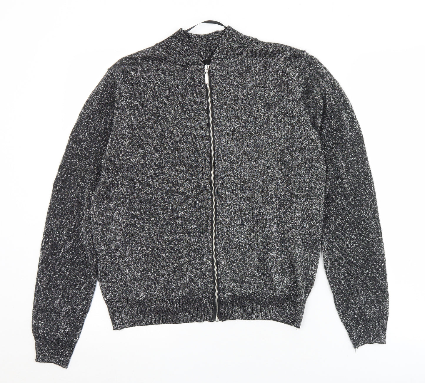 Atmophere Womens Silver Crew Neck  Viscose Full Zip Jumper Size 12