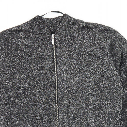 Atmophere Womens Silver Crew Neck  Viscose Full Zip Jumper Size 12