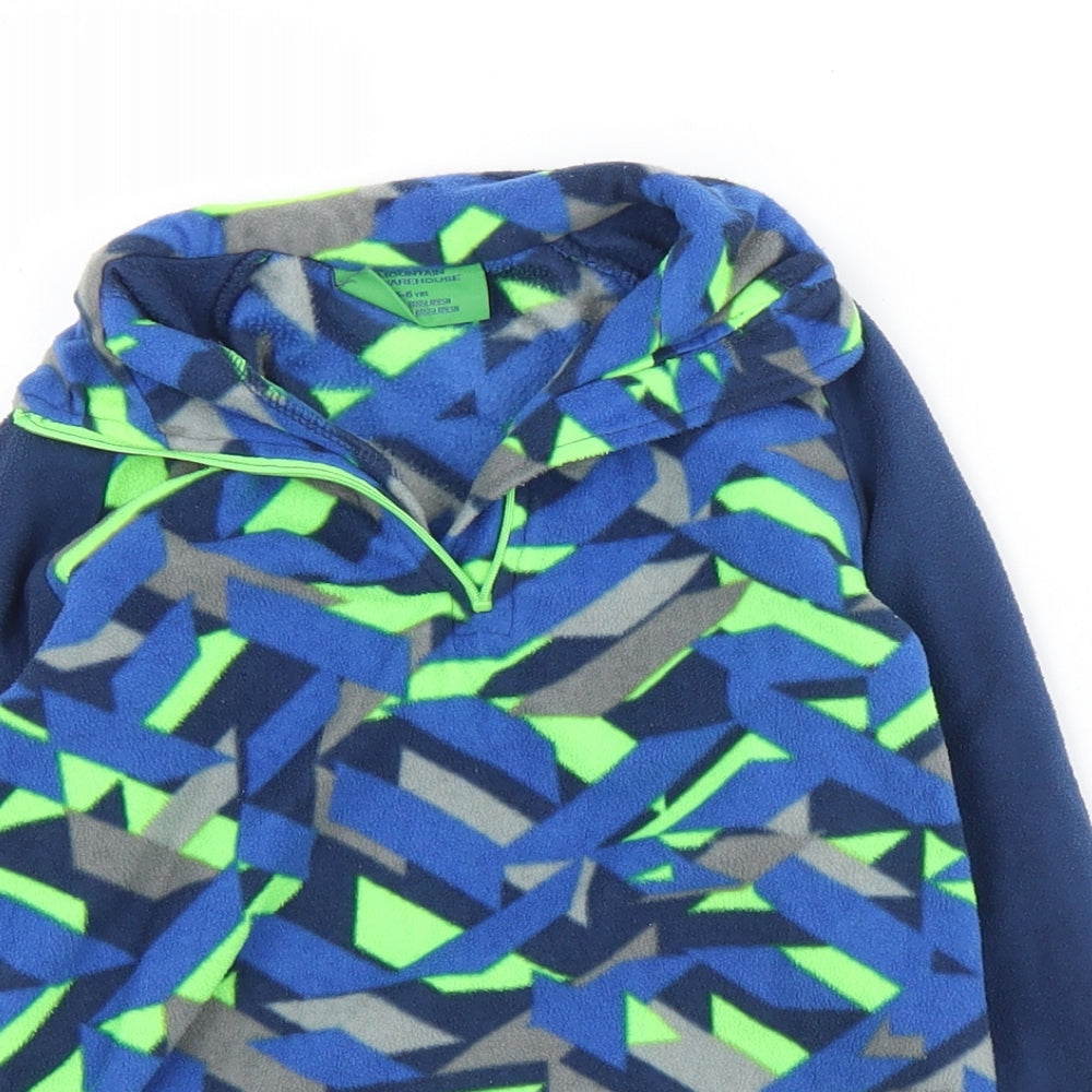 Mountain Warehouse Boys Blue Collared Geometric Polyester Pullover Jumper Size 5-6 Years