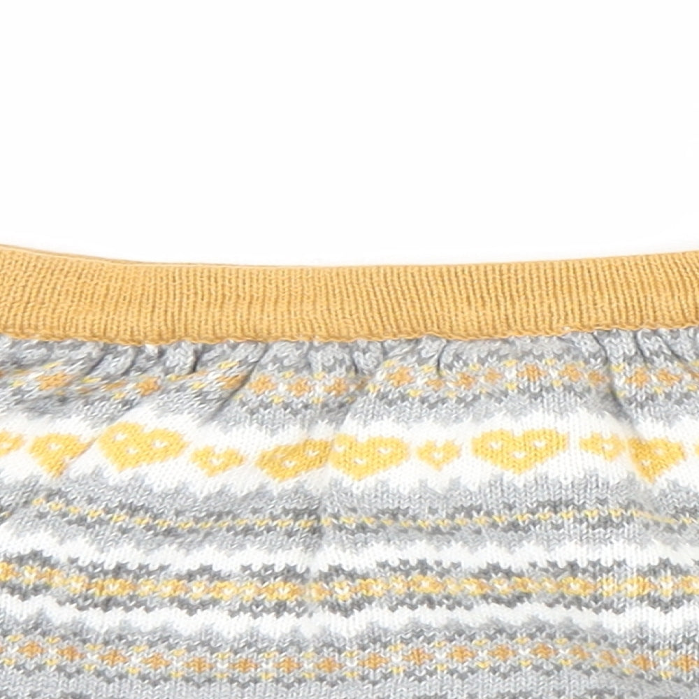 Preworn Girls Yellow Geometric Cotton A-Line Skirt Size 2-3 Years  Regular
