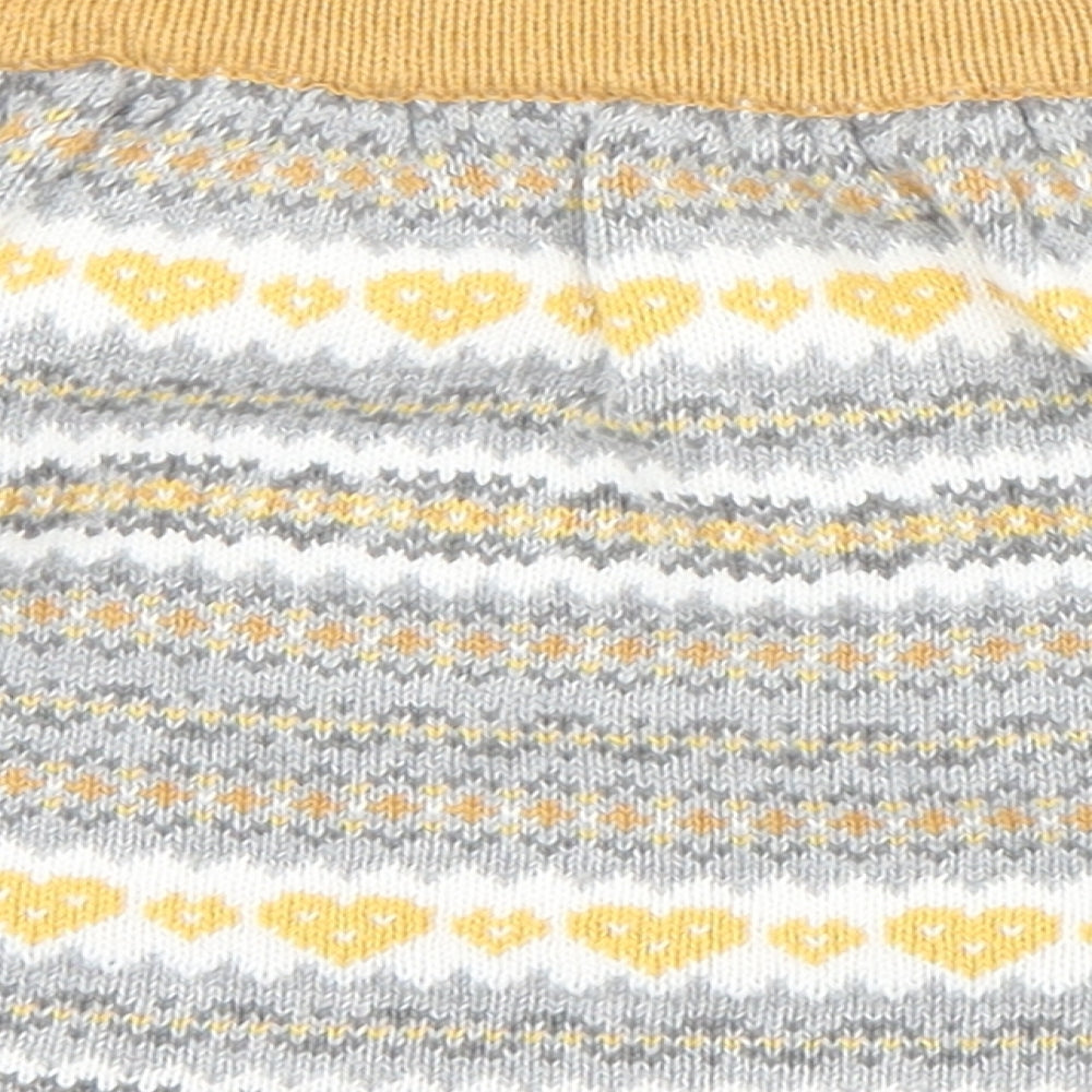 Preworn Girls Yellow Geometric Cotton A-Line Skirt Size 2-3 Years  Regular
